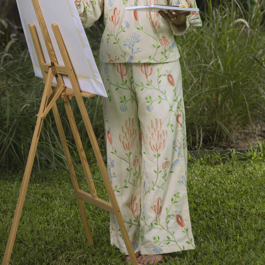 Linen Embroidered Pants