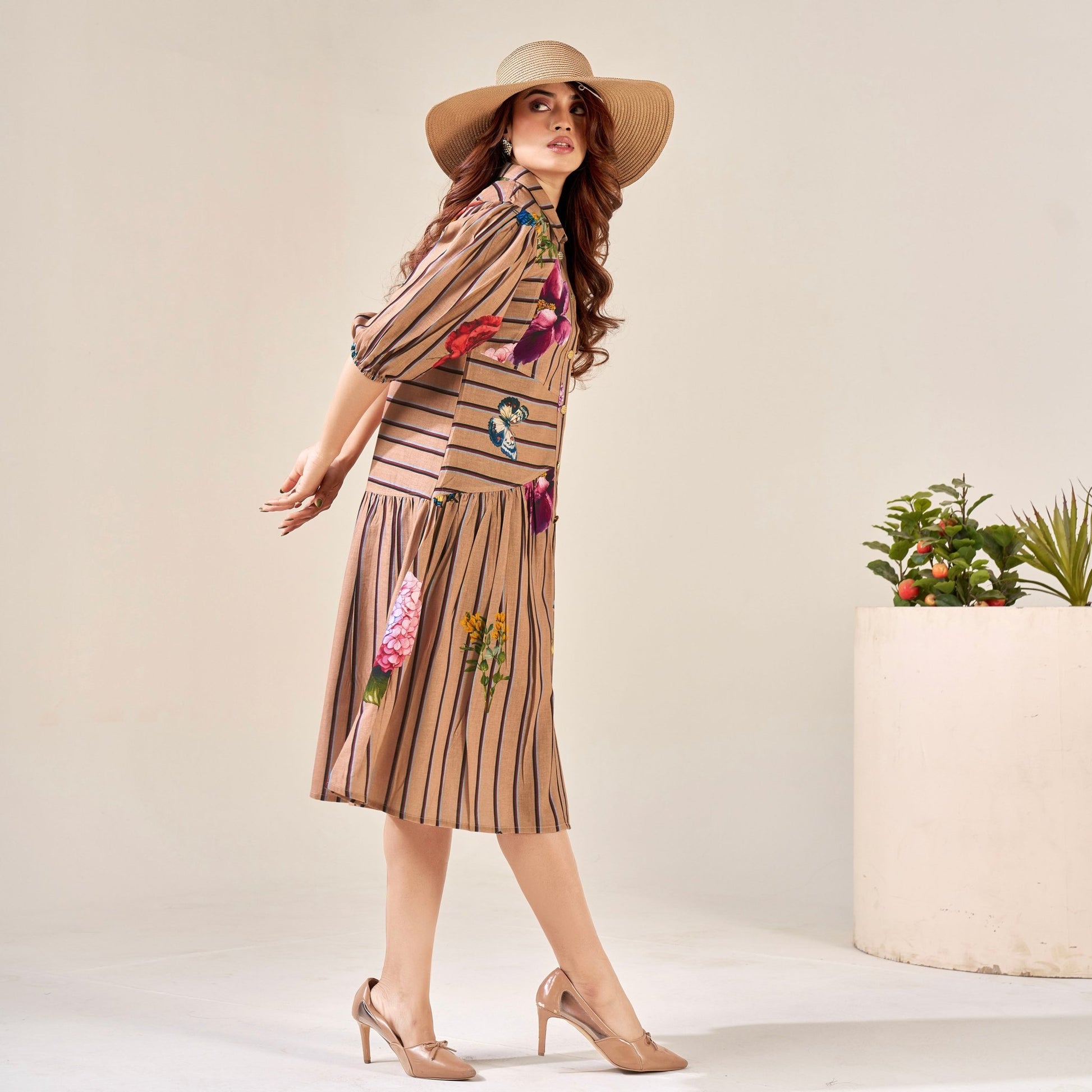 Collared Buttoned Dress - ZYA INDIA