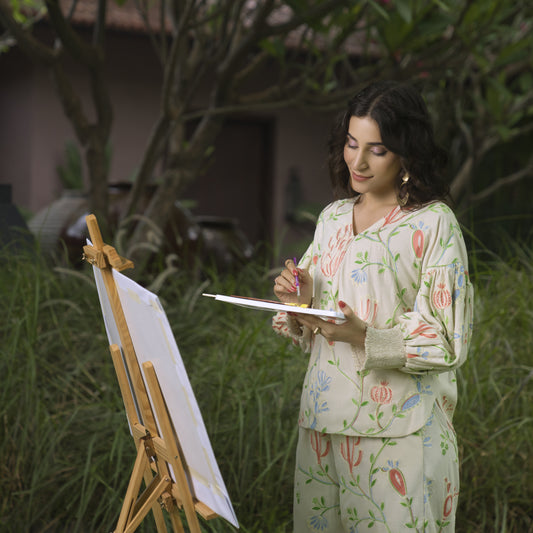 Linen Embroidered top with smocking detail