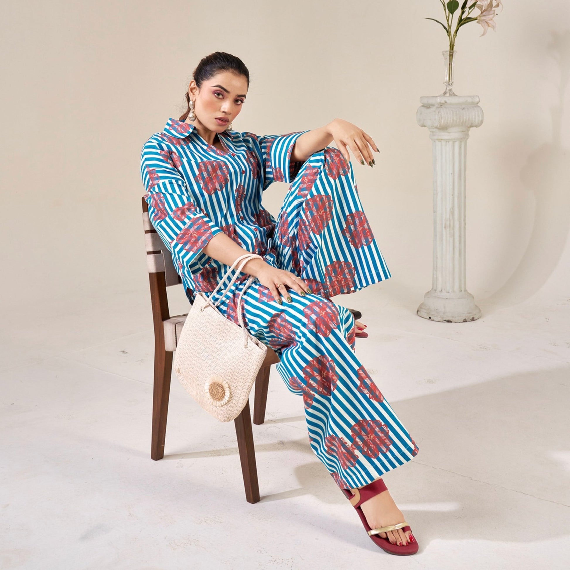 Cotton Oversized buttoned shirt with pants - ZYA INDIA