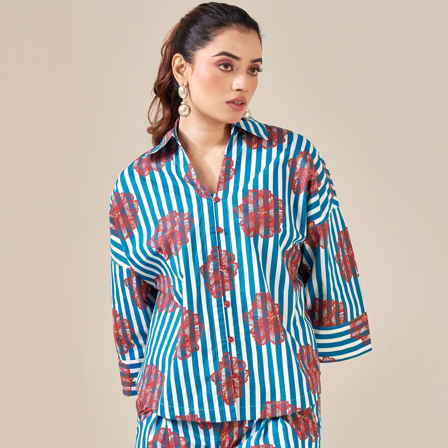 Cotton Oversized buttoned shirt with pants - ZYA INDIA