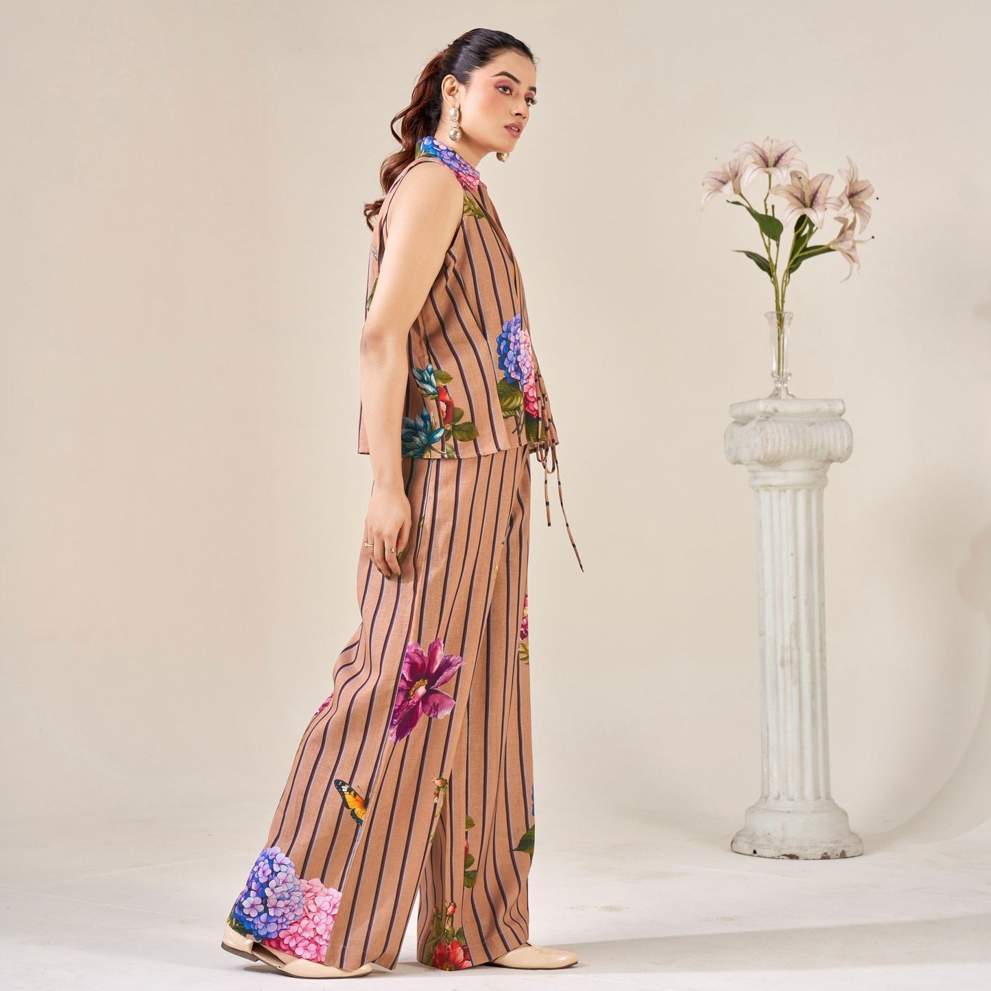 Sleeveless Pleated Top with Matching Pant - ZYA INDIA