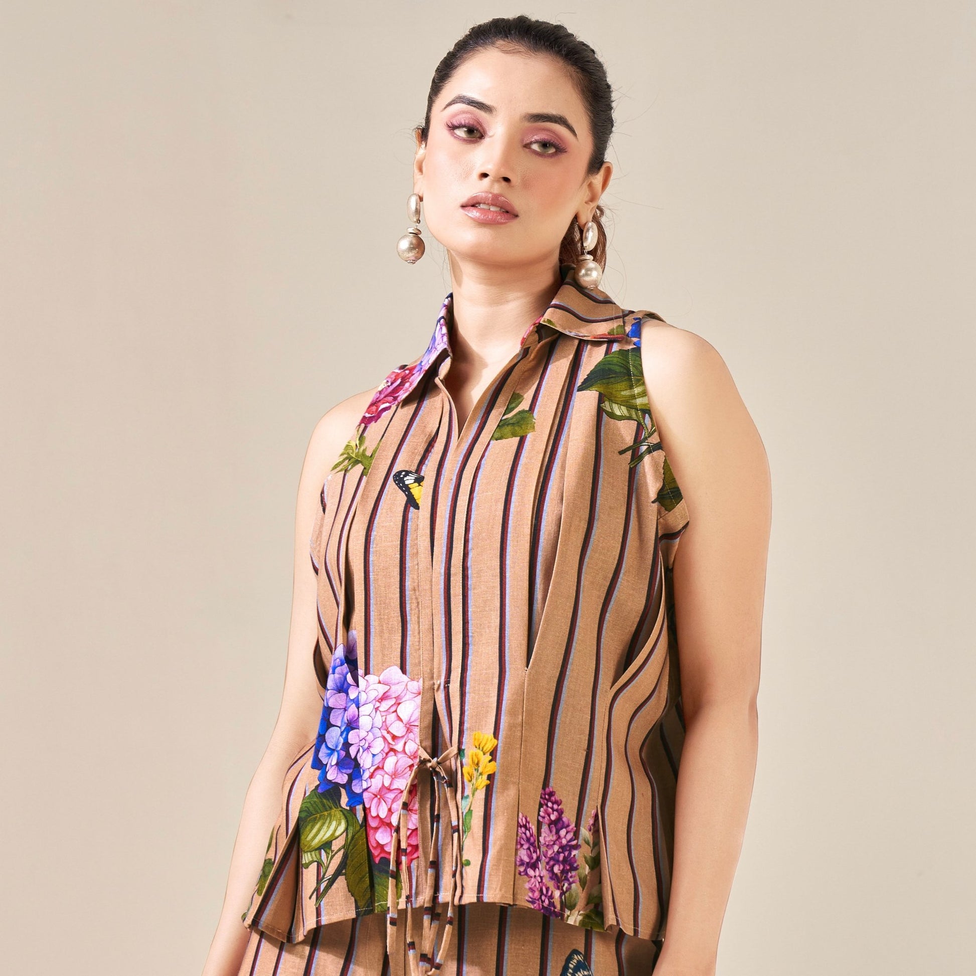 Sleeveless Pleated Top with Matching Pant - ZYA INDIA