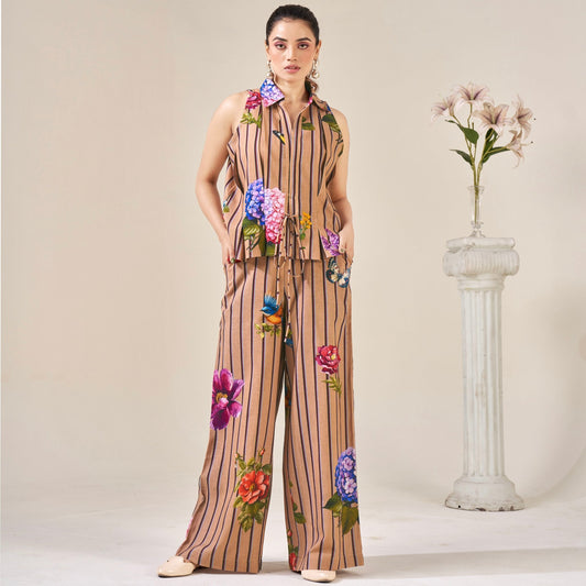Sleeveless Pleated Top with Matching Pant - ZYA INDIA